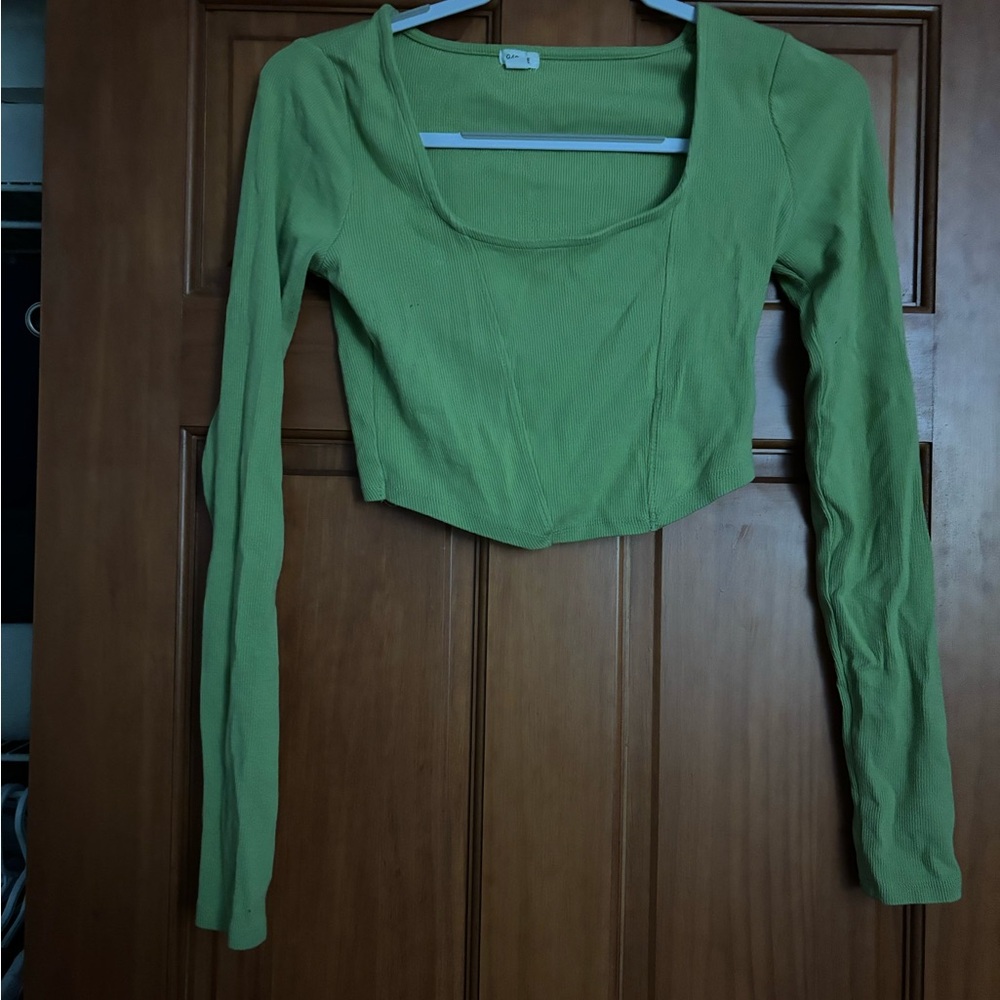 Garage Lime Green Long Sleeve Crop Top